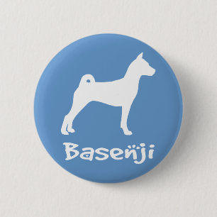 Basenji med kall text (i vit) knapp