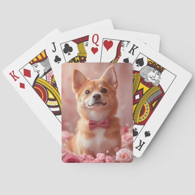 Basenji med rosor - Alla hjärtans dag Casinokort (Baksidan)