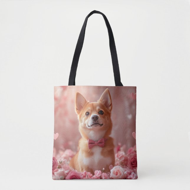 Basenji med rosor - Alla hjärtans dag Tygkasse (Framsida)