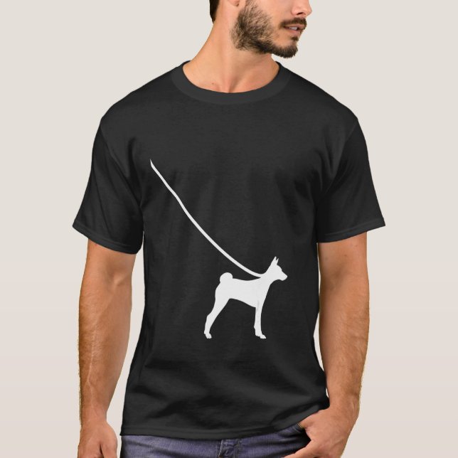 Basenji on a Leash Dog  Mom Dad Pet Cute  Puppy T Shirt (Framsida)