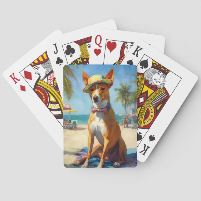 Basenji på Beach, sommargåva till hundälskare Casinokort (Baksidan)