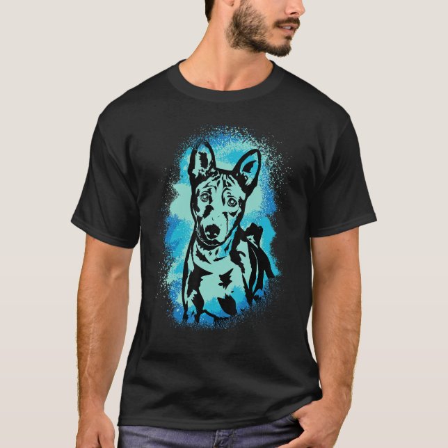 Basenji Paint Blue Design Dog Mom Dad T Shirt (Framsida)