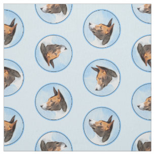 Basenji Painting Chestnut Red Brindle Cute Hund Ar Tyg