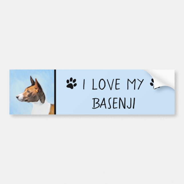 Basenji Painting - Cute Original Art Bildekal (Framsidan)