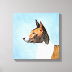 Basenji Painting - Cute Original Art Canvastryck