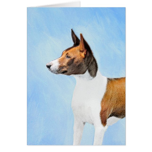 Basenji Painting - Cute Original Art Hälsningskort (Framsidan)