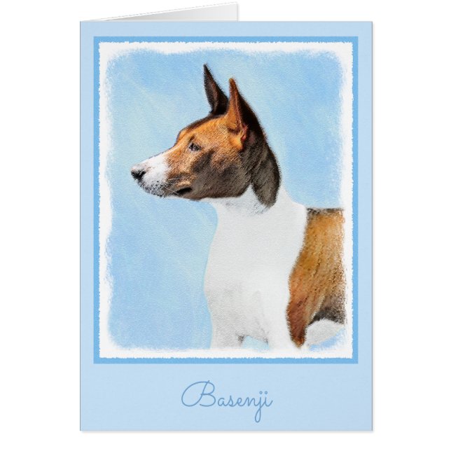 Basenji Painting - Cute Original Art Hälsningskort (Framsidan)