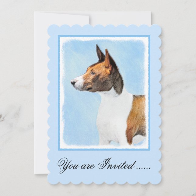 Basenji Painting - Cute Original Art Inbjudningar (Framsida)