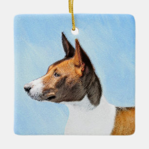 Basenji Painting - Cute Original Art Julgransprydnad Keramik