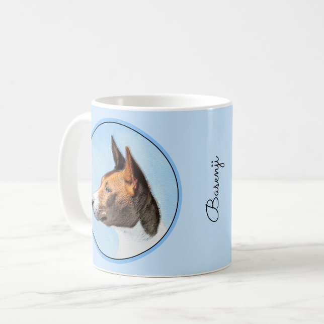 Basenji Painting - Cute Original Art Kaffemugg (Framsida vänster)