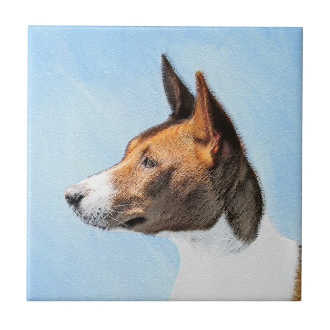 Basenji Painting - Cute Original Art Kakelplatta (Framsidan)