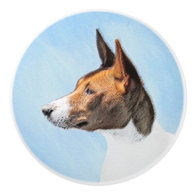 Basenji Painting - Cute Original Art Knopp (Framsidan)