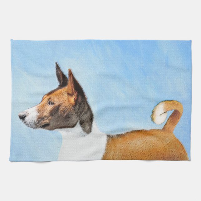 Basenji Painting - Cute Original Art Kökshandduk (Horisontell)