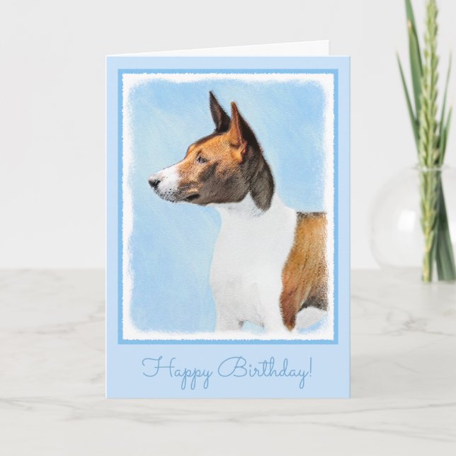 Basenji Painting - Cute Original Art Kort (Framsida)
