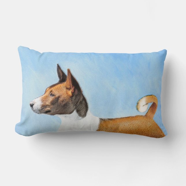 Basenji Painting - Cute Original Art Lumbarkudde (Framsida)