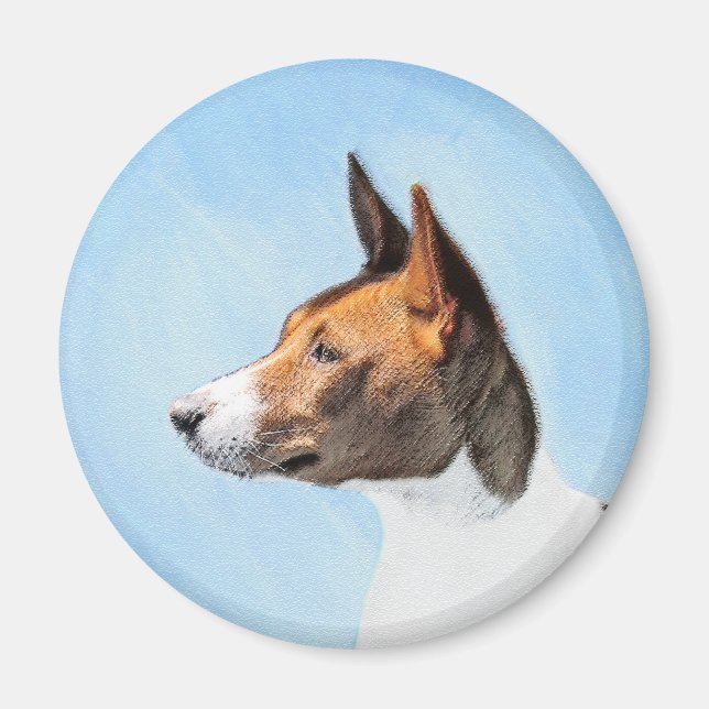 Basenji Painting - Cute Original Art Magnet (Framsidan)