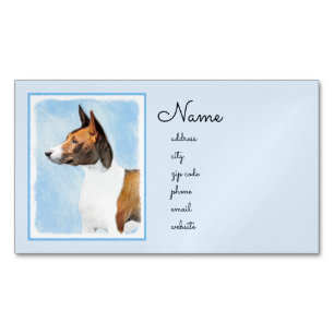 Basenji Painting - Cute Original Art Magnetiska Visitkort