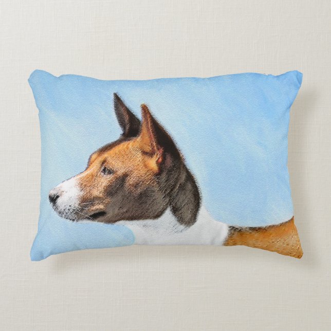 Basenji Painting - Cute Original Art Prydnadskudde (Framsidan)