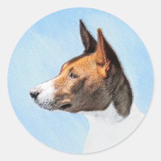 Basenji Painting - Cute Original Art Runt Klistermärke