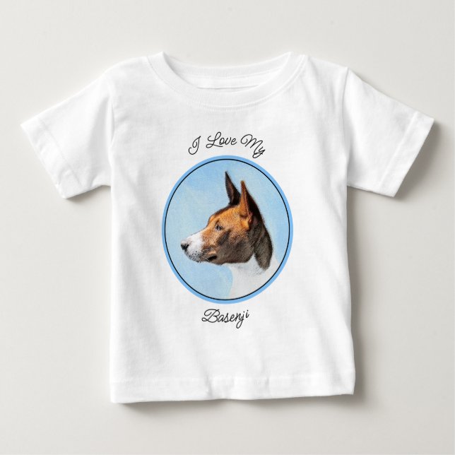 Basenji Painting - Cute Original Art T Shirt (Framsida)