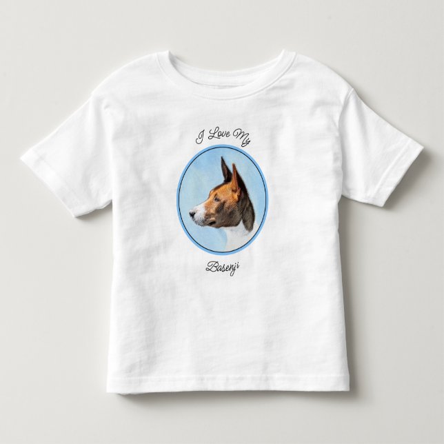 Basenji Painting - Cute Original Art T Shirt (Framsida)