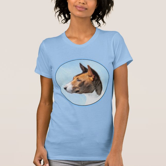Basenji Painting - Cute Original Art T Shirt (Framsida)