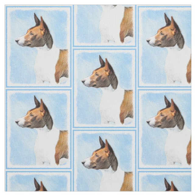Basenji Painting - Cute Original Art Tyg (Provkarta)