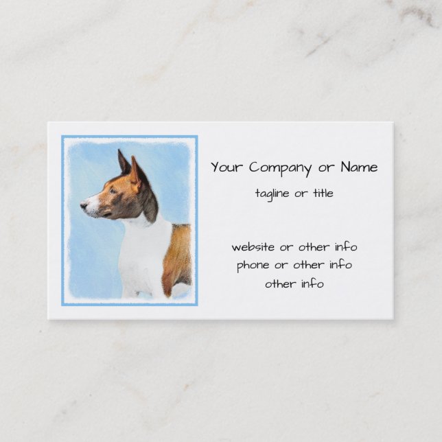 Basenji Painting - Cute Original Art Visitkort (Framsida)
