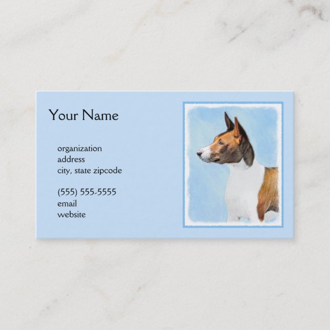 Basenji Painting - Cute Original Art Visitkort (Framsida)
