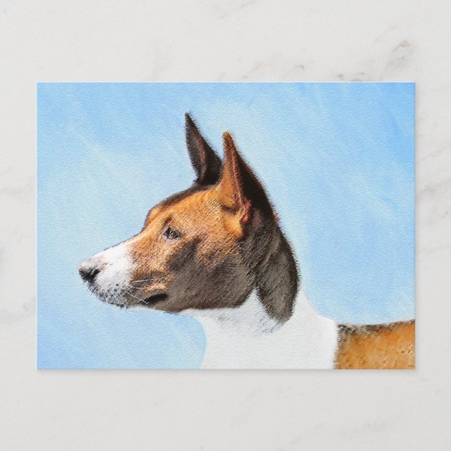 Basenji Painting - Cute Original Art Vykort (Framsida)
