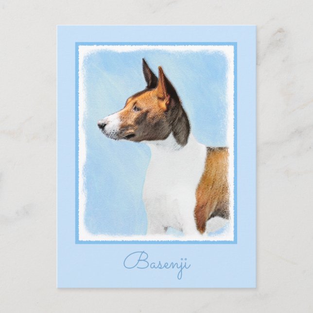 Basenji Painting - Cute Original Art Vykort (Framsida)