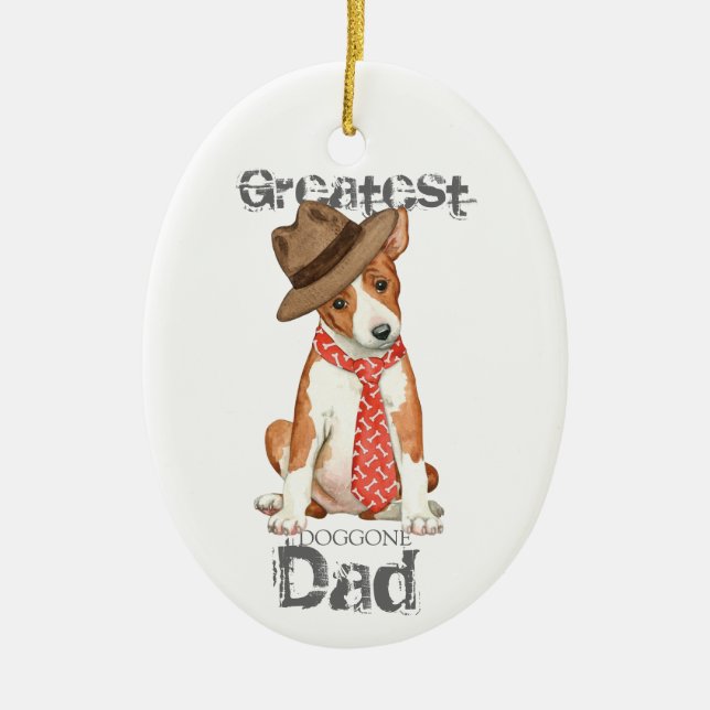 Basenji Pappa Ceramic Ornament (Framsidan)