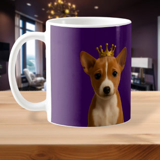 Basenji Puppy i Cute Guld Krona Kaffemugg