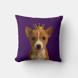 Basenji Puppy i Cute Guld Krona Kudde