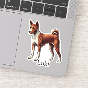Basenji röd vit Personlig Namn Söt Klistermärken