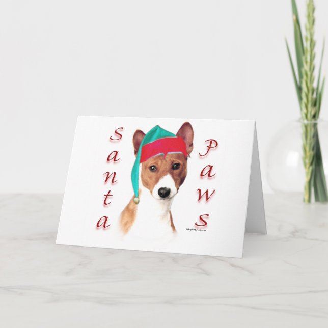 Basenji Santa tassar Helgkort (Framsida)