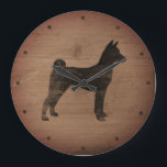 Basenji Silhouette Rustic Stor Klocka<br><div class="desc">Basenji Älskare Wall Clock. Trämateriet är tryckt,  inte riktigt trä.</div>