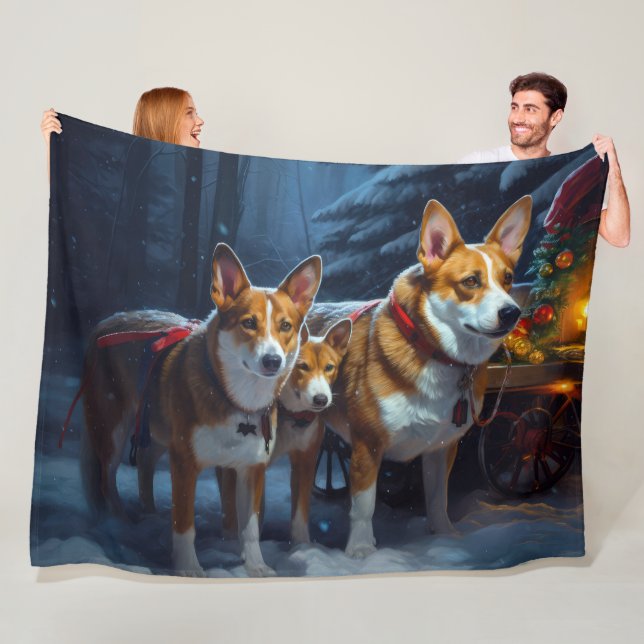 Basenji Snöig släde juldekoration Fleecefilt (På plats)