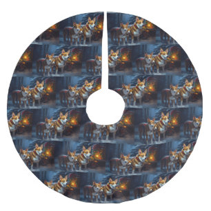 Basenji Snöig släde juldekoration Julgransmatta Borstad Polyester