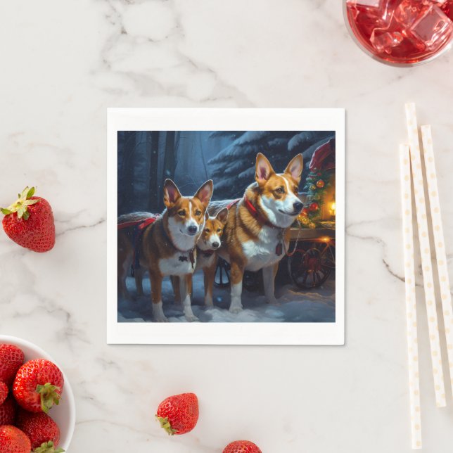 Basenji Snöig släde juldekoration Pappersservett (Insitu)