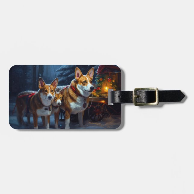 Basenji Snowy Sleigh-juldekretet Bagagebricka (Horisontell Framsida)