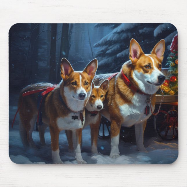 Basenji Snowy Sleigh-juldekretet Musmatta (Framsidan)
