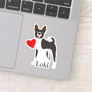 Basenji svart och vit Personligt namn Söt Klistermärken