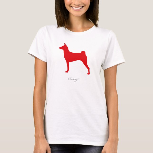 Basenji T-tröja (den röda silhouetten) T-shirt (Framsida)