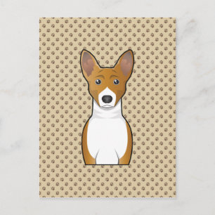Basenji Tecknad Porträtt Vykort