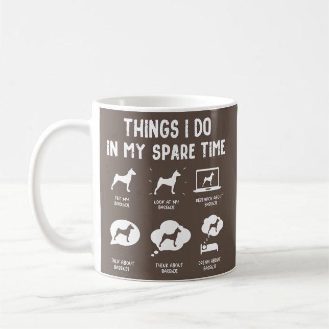 Basenji Things Do Spare Time Funny Dog Mom Dad  Kaffemugg (Vänster)
