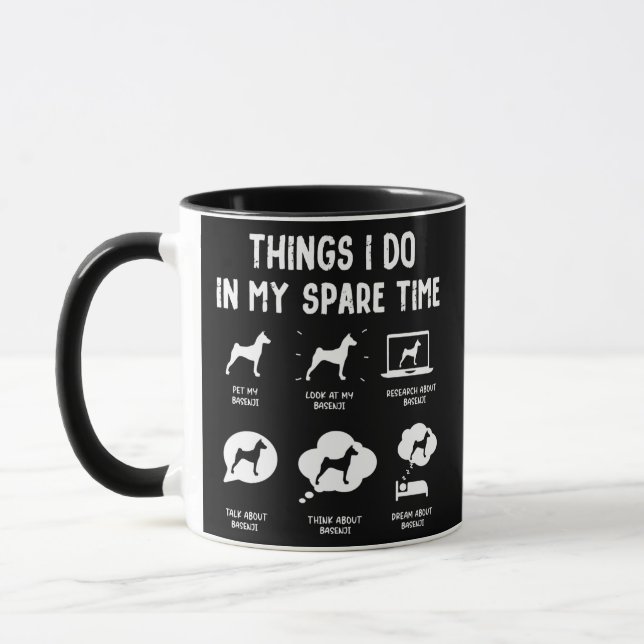 Basenji Things Do Spare Time Funny Dog Mom Dad  Mugg (Vänster)