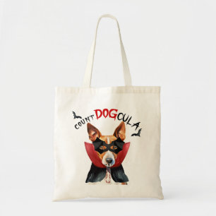 Basenji Vampire Hund Bus eller godis Halloween Tygkasse