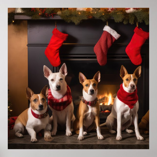 Basenji vid brasan jul poster (Framsidan)
