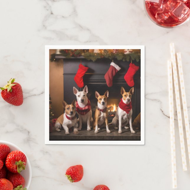 Basenji vid julkaminen pappersservett (Insitu)